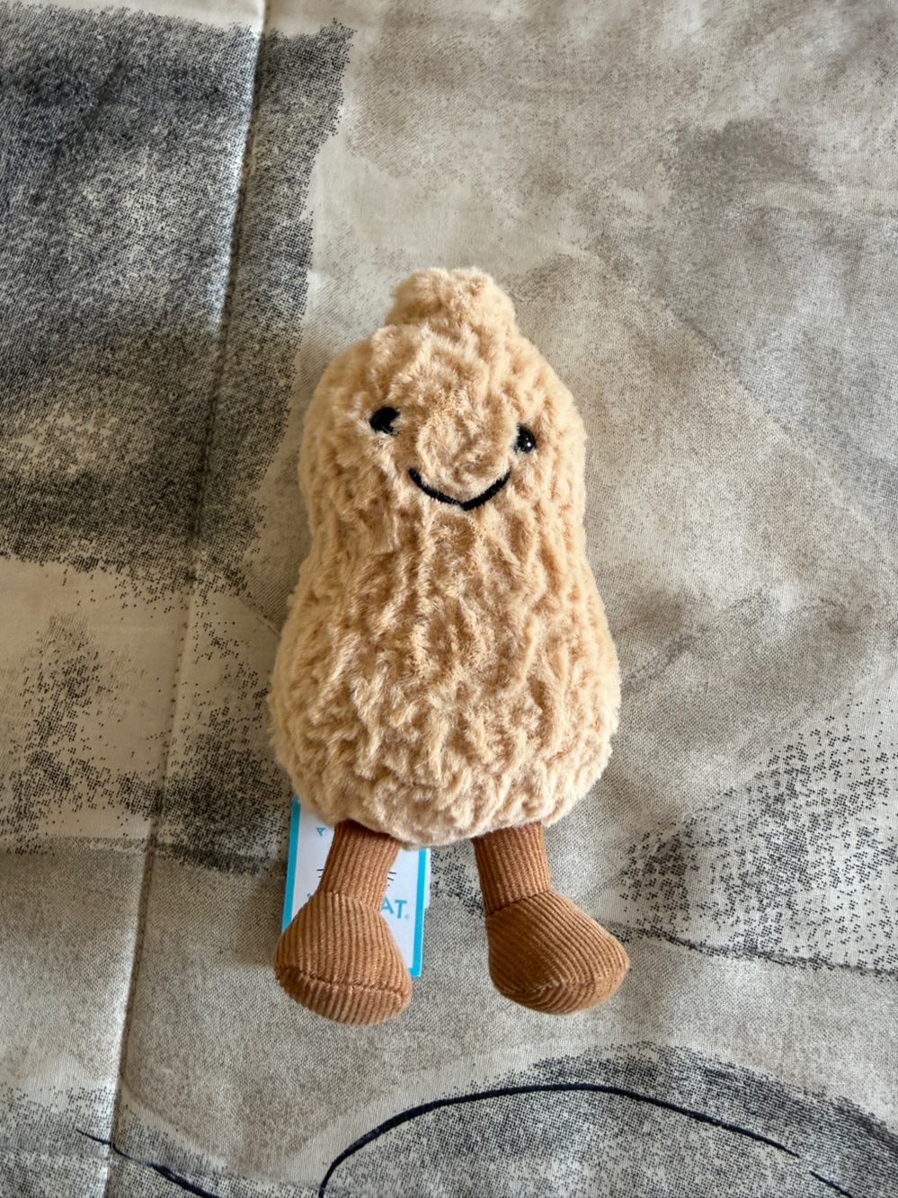 Jellycat Plush Peanut in Warm Beige with Knit Brown Details
